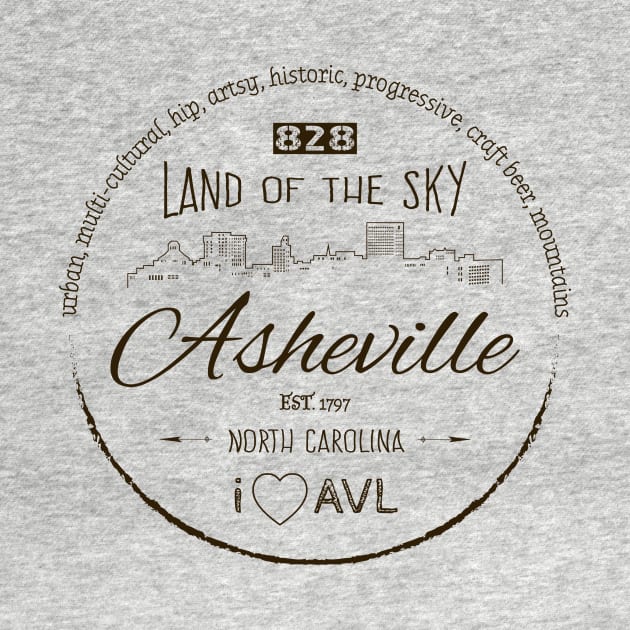 Asheville, NC Word Cloud - Brown 16 by AVL Merch